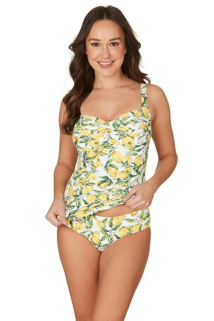 Lemons Joanne Twist Front Design Tummy Control Tankini Set Swimsuit.