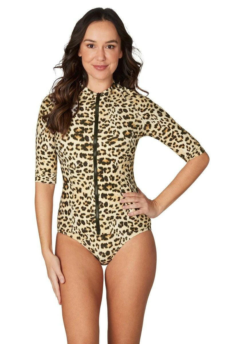 Niptuck NN5290AMN Blue Animal Magic Yolanda Mid Sleeve Rash Top Natural.