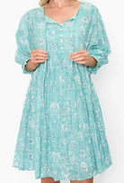 One Summer Boho Cotton Aqua Turquoise Dress.