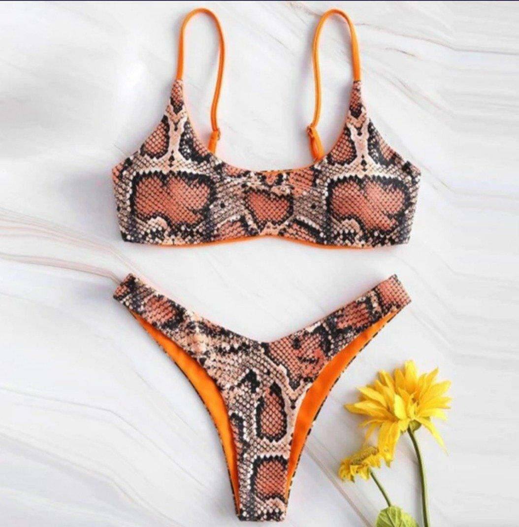 Brazilian Bikini Top Snake Print Reversible.