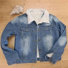 Le Gia Denim Jacket Fleece Jacaranda Blue Denim.