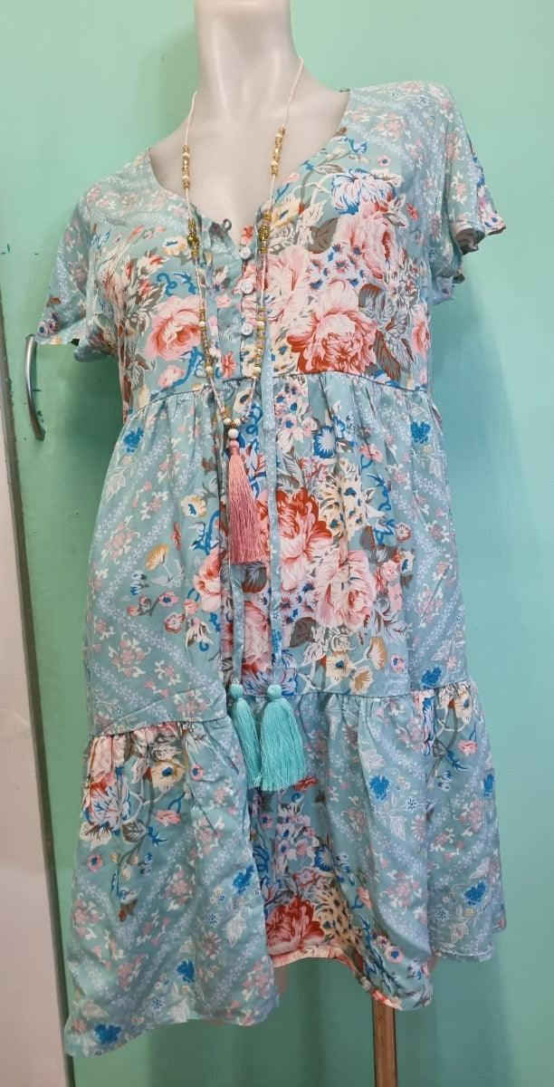 Dani Dress Rayon Above Knee Tassel Tunic.