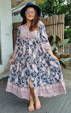 Bail Maxi Paisley Red & Navy Oversized Rayon Dress.