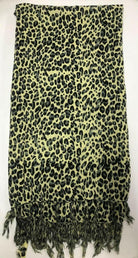 Rayon Wrap Animal Pattern Fringed Sarong Black.