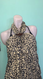 Rayon Wrap Animal Pattern Fringed Sarong Black.