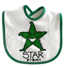 Ozi Varmints Baby Bib - White Green - Star Fish.