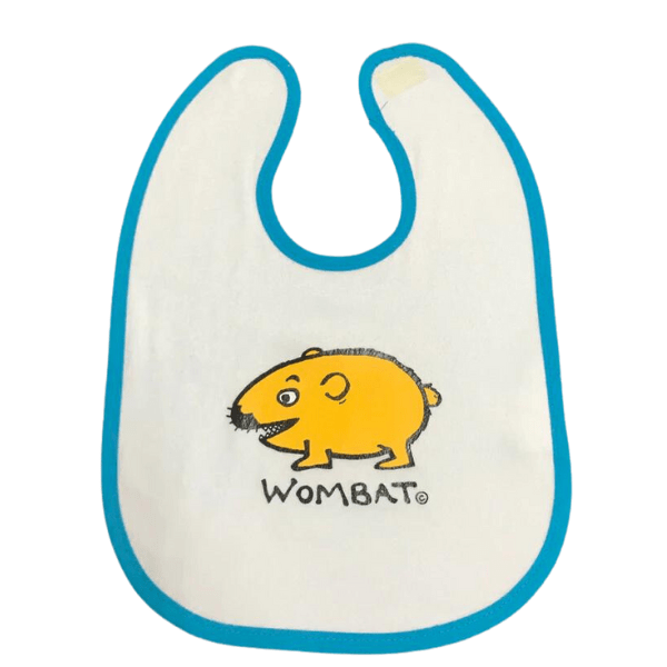Ozi Varmints Baby Bib - White/Aqua - Wombat.