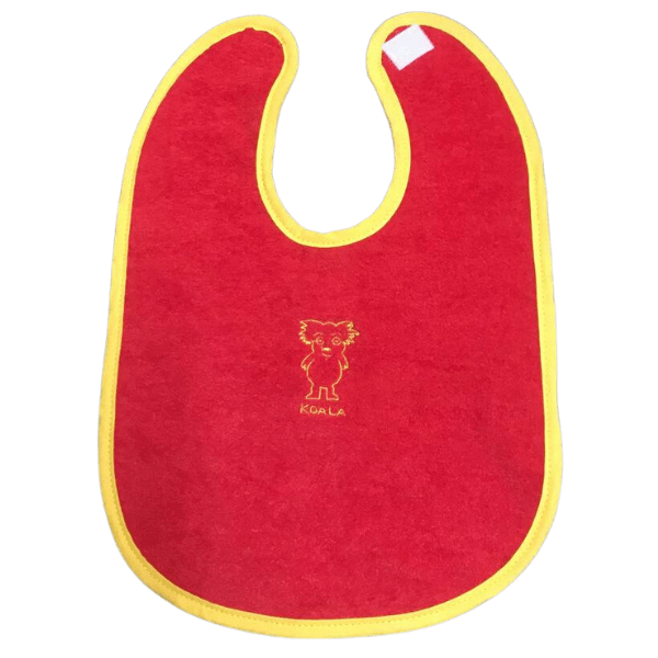 Ozi Varmints Embroidered Bib - Red/Yellow - Koala.