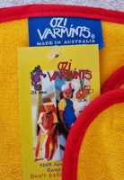 Ozi Varmints 9057 Australian Made Baby Bib Croc Sun Red.