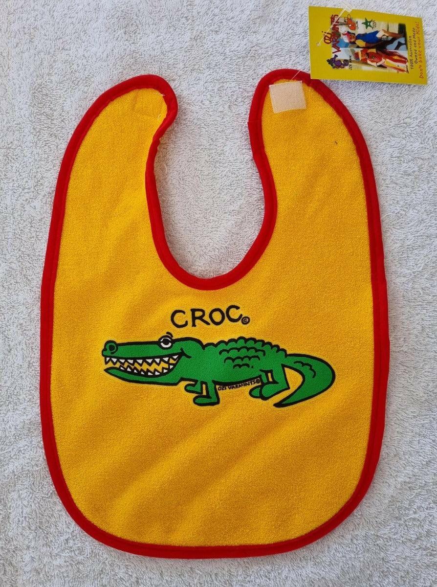 Ozi Varmints 9057 Australian Made Baby Bib Croc Sun Red.