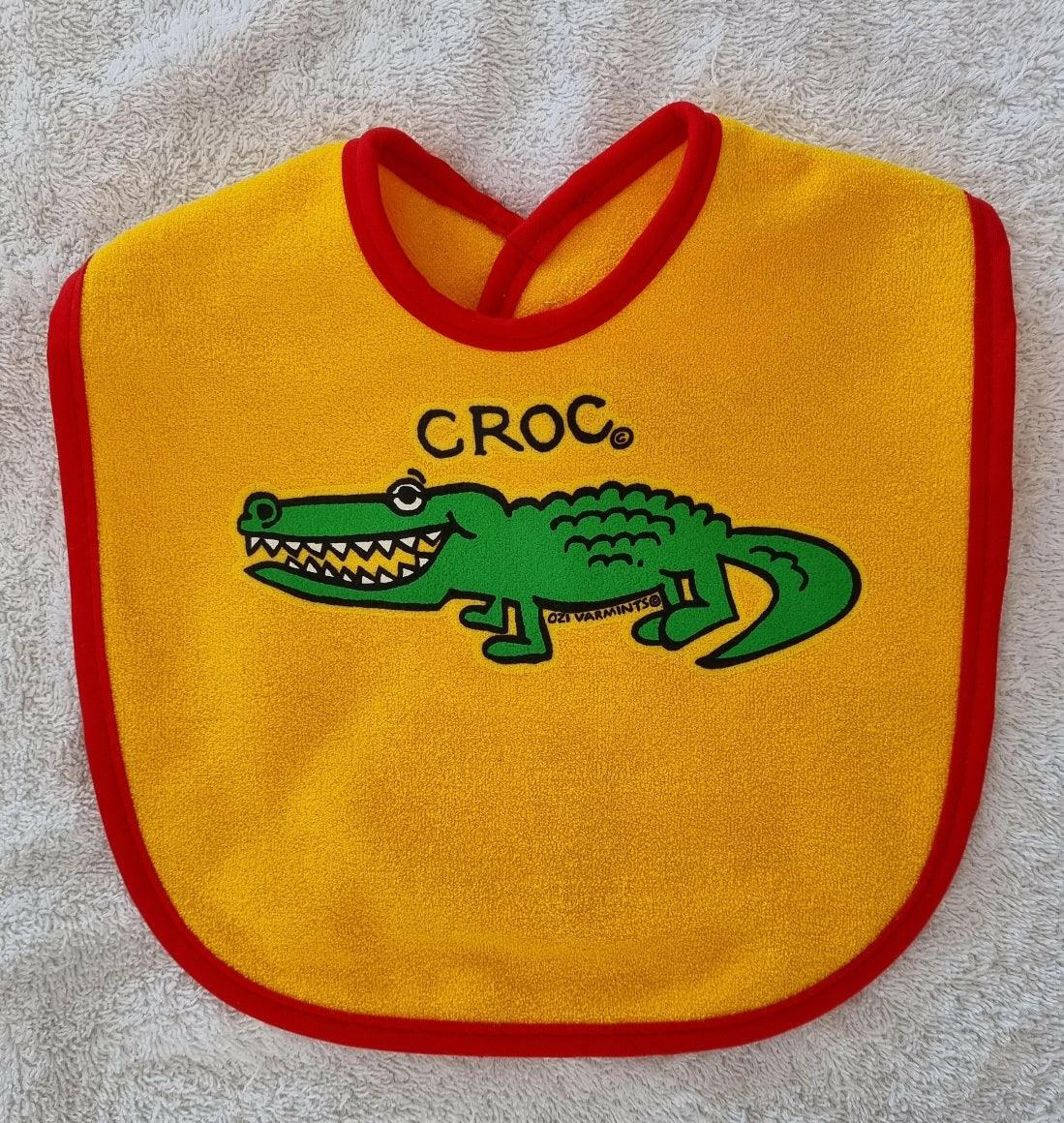 Ozi Varmints 9057 Australian Made Baby Bib Croc Sun Red.