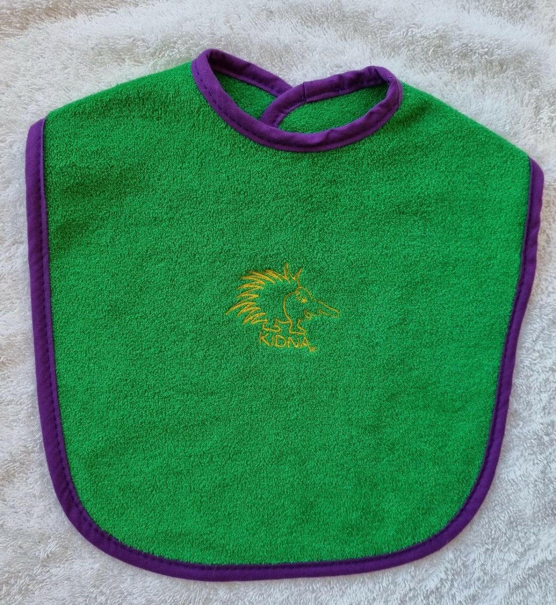 Ozi Varmints Towelling Embroidered Bib - Emerald - Kidna.