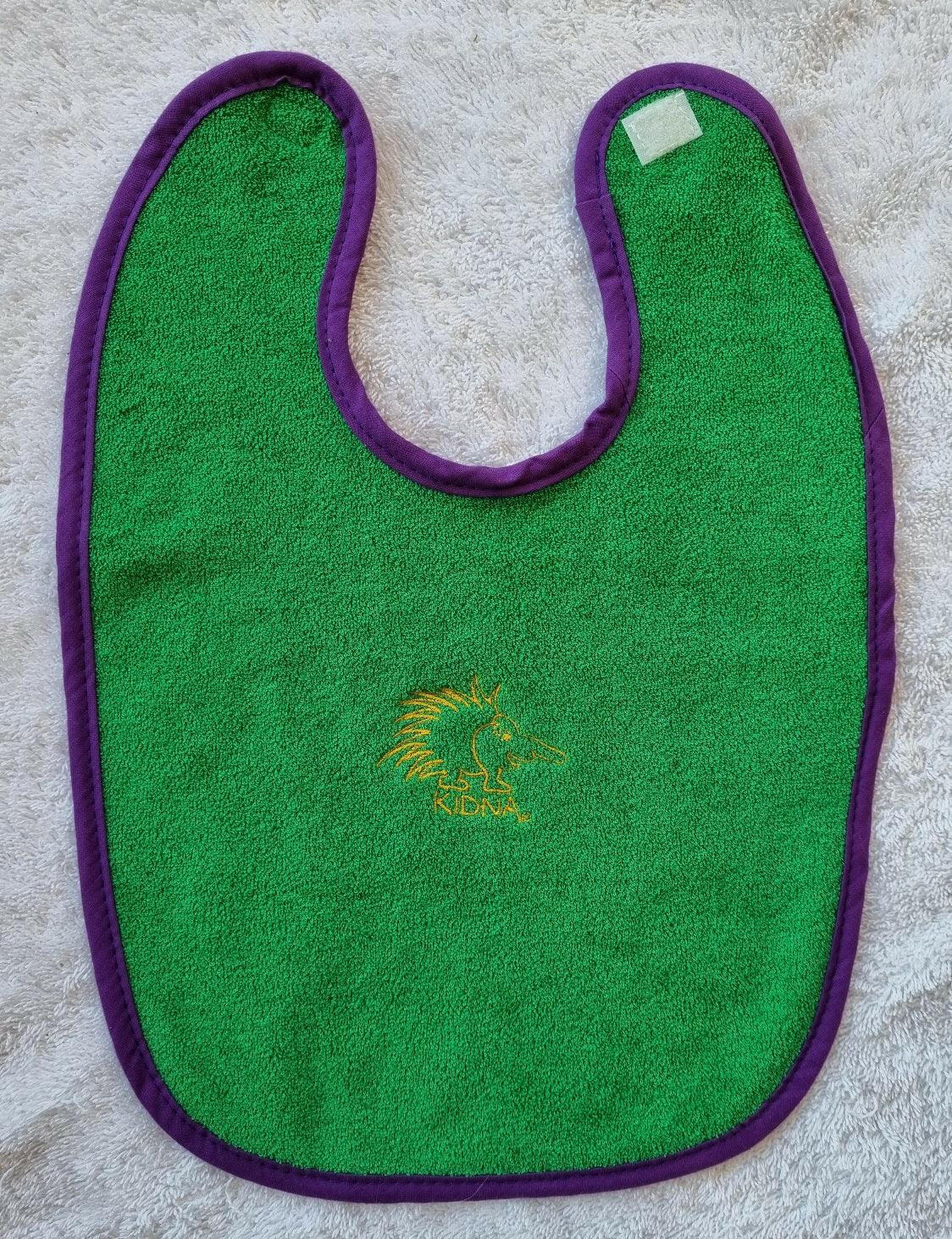 Ozi Varmints Towelling Embroidered Bib - Emerald - Kidna.