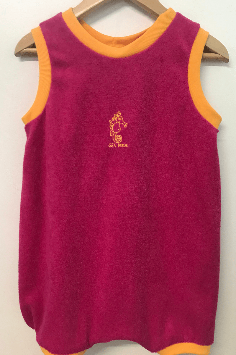 Ozi Varmints Terry Towelling Romper Pink - Seahorse.