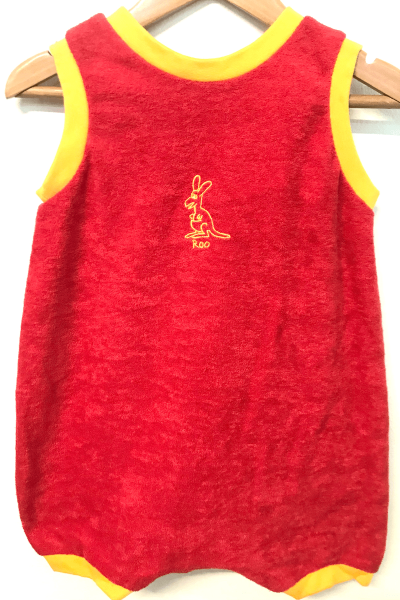 Ozi Varmints Terry Towelling Romper Red - Roo.