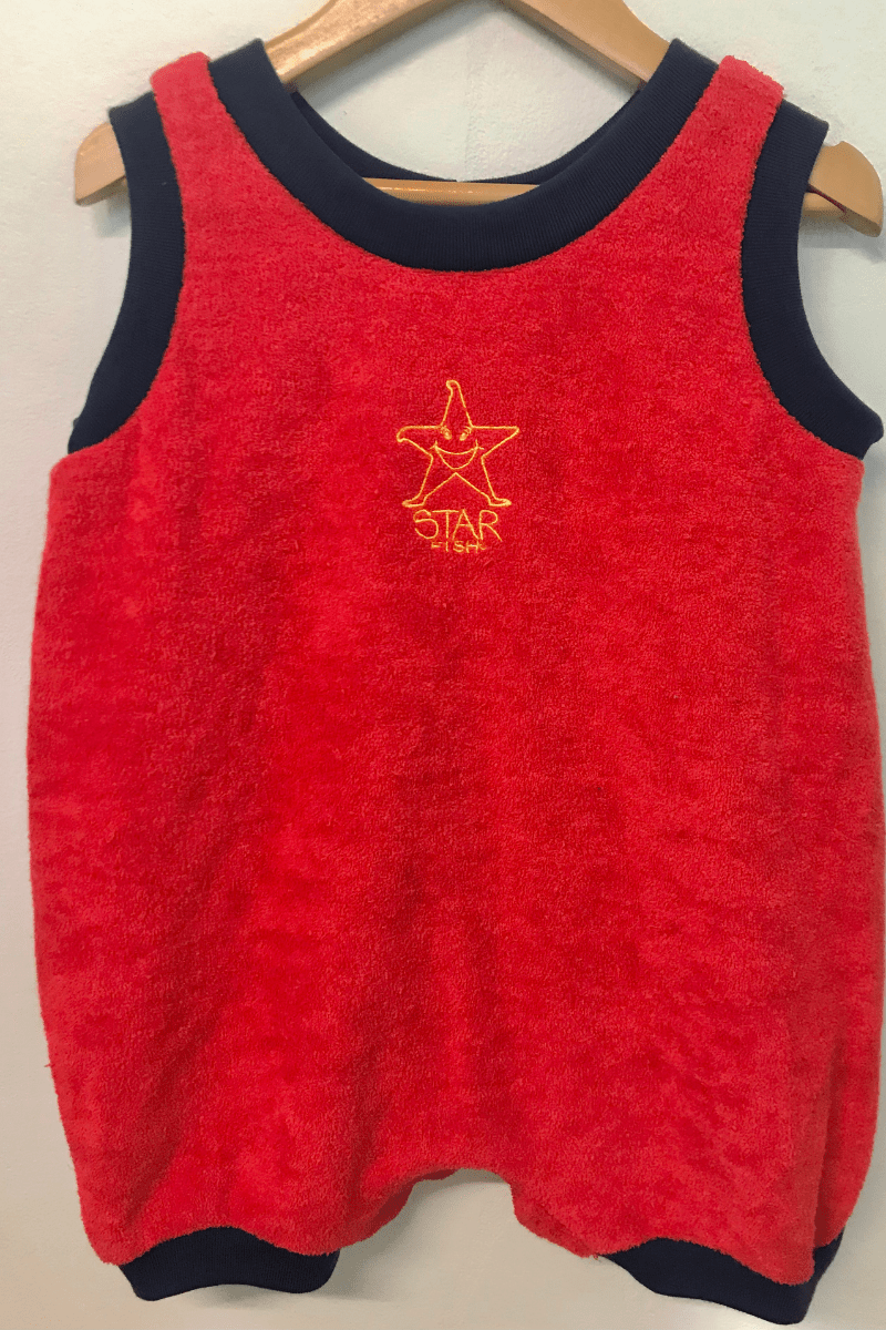 Ozi Varmints Terry Towelling Romper Red - Starfish.