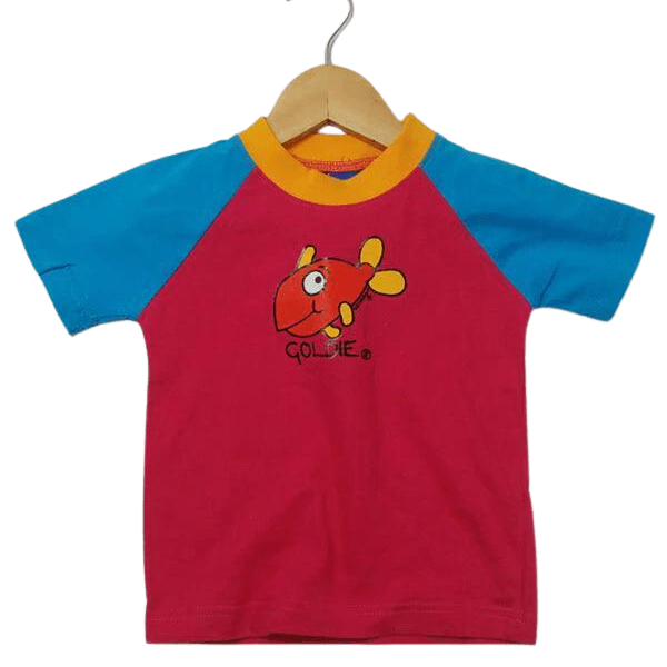 Ozi Varmints Contrast 100% Cotton T-Shirt Pink/Aqua/Sun - Goldie.