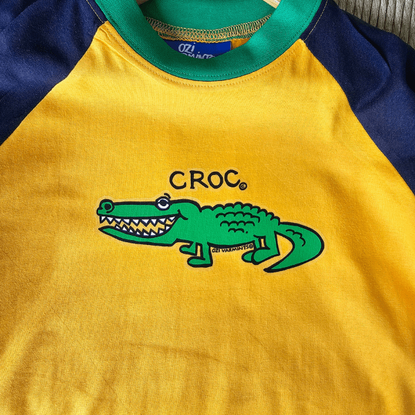 Ozi Varmints Contrast 100% Cotton T-Shirt Sun/Navy/Emerald - Croc.