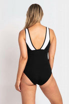 Pool Proof Scoop Ruched Mastectomy One Piece Black.