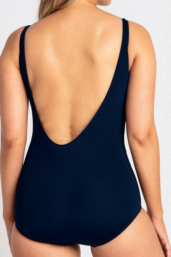 Pool Proof Pin Tuck Mastectomy 1Pc Navy.