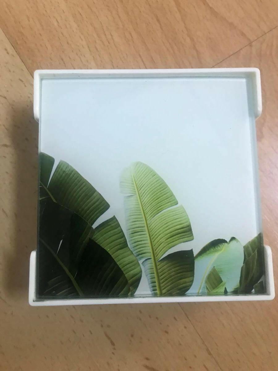 Rayell Ceramic Coaster Set of 4 Palm Leaf Design.