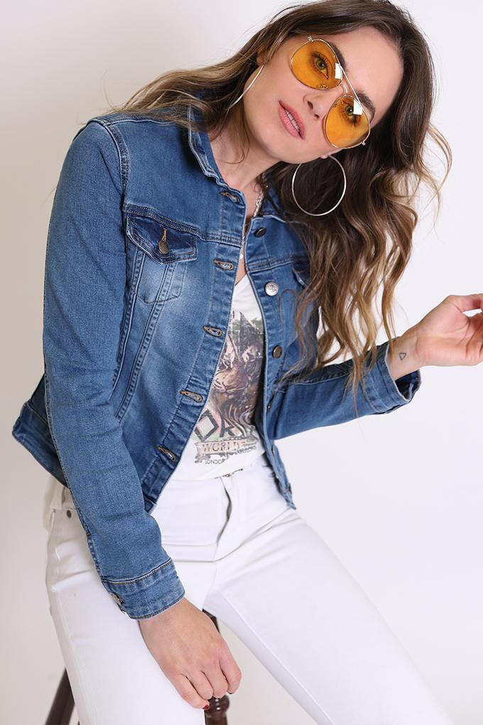 Denim Jacket Stretch Cropped -Refuge.