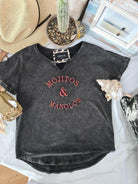 Mojitos & Manolos Charcoal  V Neck T-Shirt Refuge Denim.
