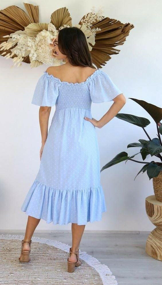 Salty Bright S0625 Cornflour Blue Cotton Long Dress.