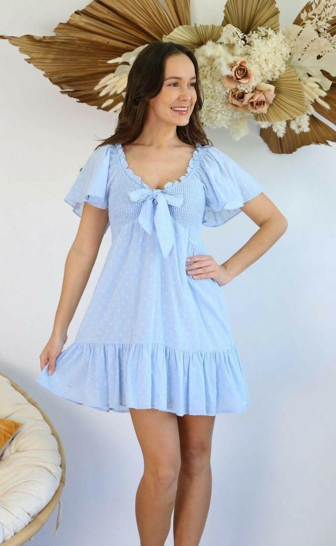 Salty Bright S0635 Cornflour Blue Cotton Dress.