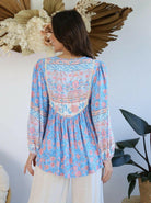 S0485-75 Salty Bright Blue & Pink Rayon Print.