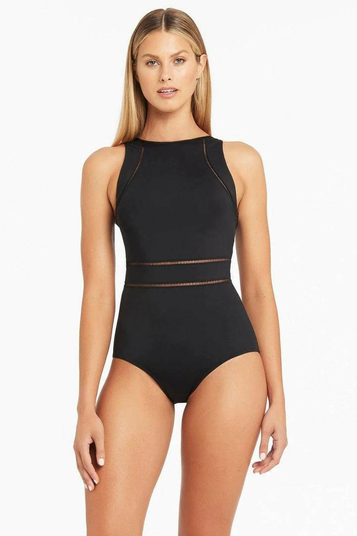 Sea Level SL1484ECO Essentials High Neck Multi Fit One Piece - Black.