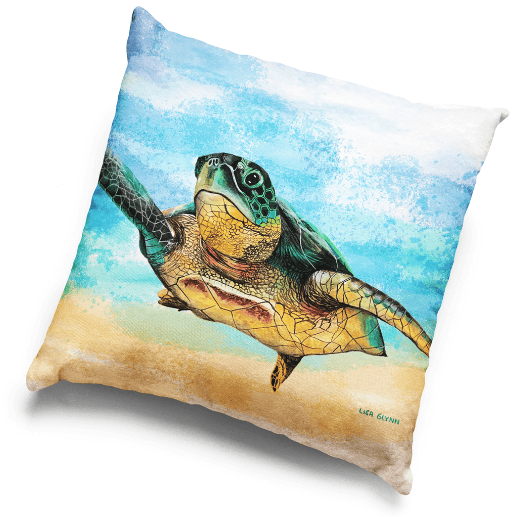 Sea Turtle Cushion Cover 45 x -45cm Soft Plush Double Printed Cushions Lisa Glynn 