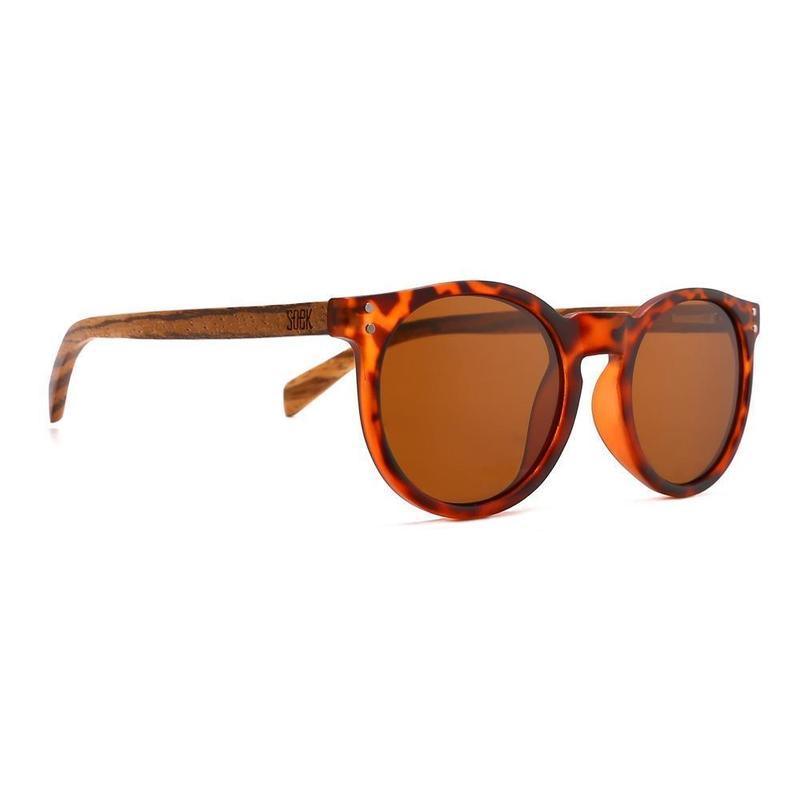 SOEK NOOSA - Tortoise Sustainable Polarized Sunglasses with Walnut Wooden Arms - Adult Sunglasses Soek 