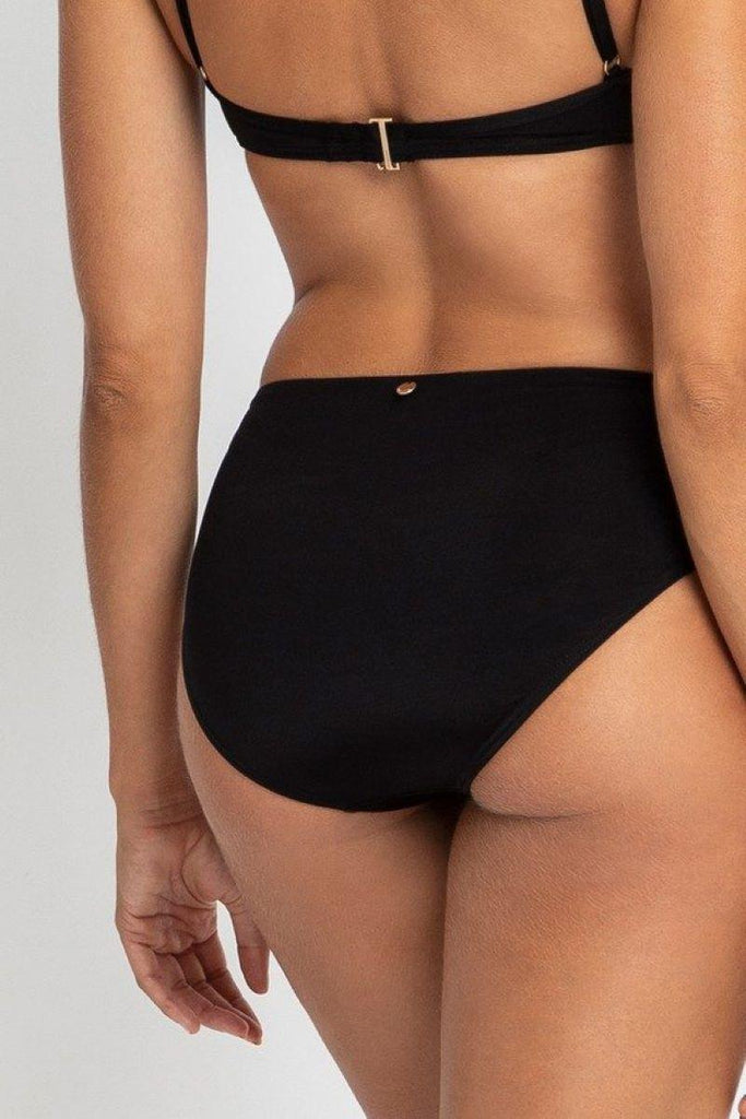 SS31200 Sunseeker Luxe Gathered Midrise Pant- Black Bikini Pants Sunseeker 
