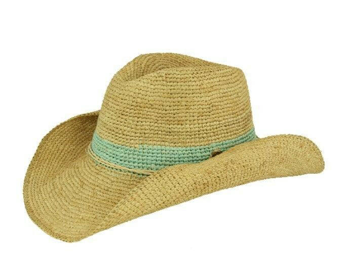 Sundaise SH404 Celeste Cowboy Raffia Hat Mint.