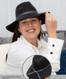 Sundaise SWH51 Rose 100% Wool Felt Panama Hat - Black Marle.