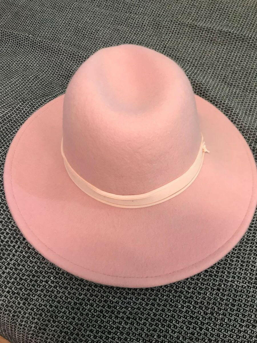 Sundaise SWH53 Rhianna 100% Wool Felt Panama Hat - Soft Blush.