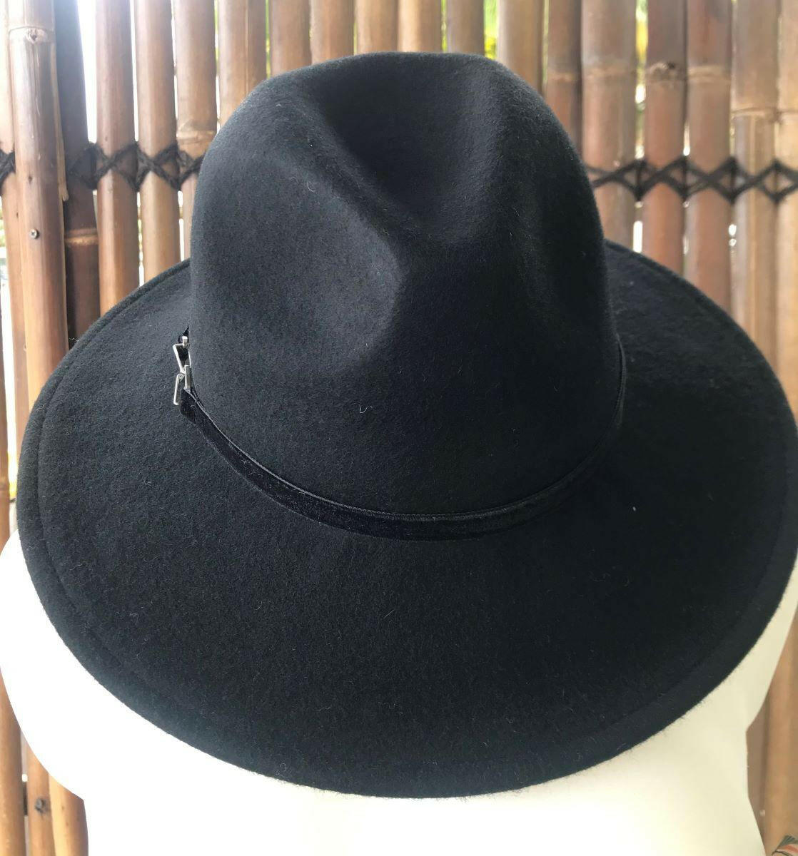 Sundaise SWH55 Rhianna Firm Edge Wool Felt Panama Hat - Black.
