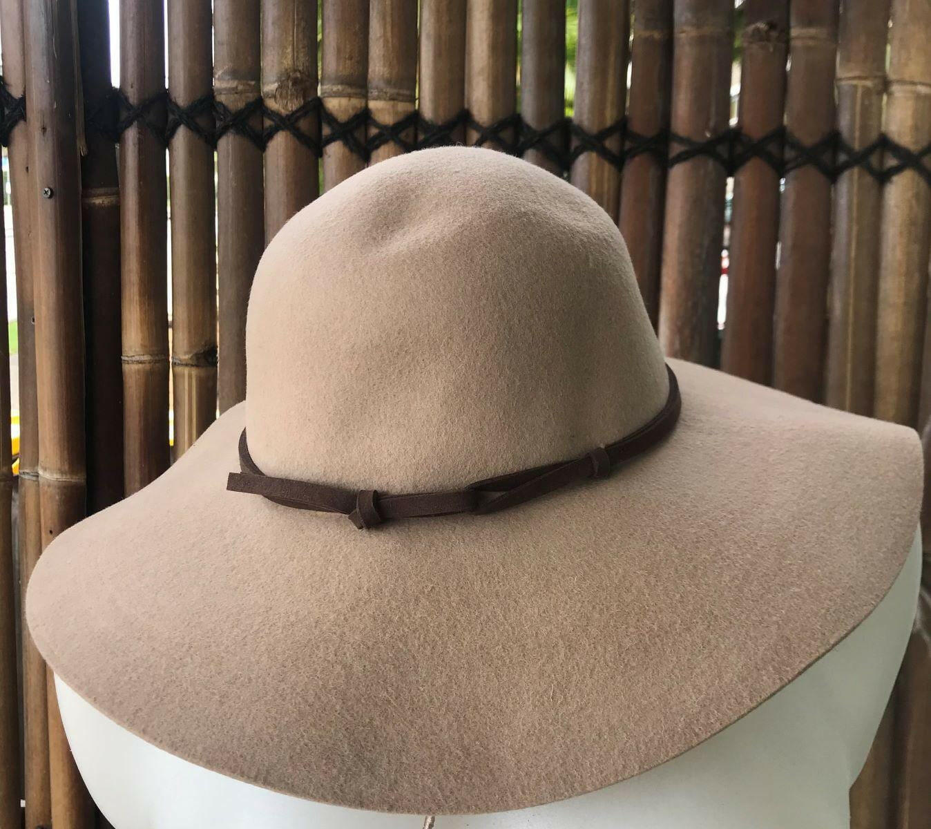 Sundaise SWH56 Renae Floppy Wool Felt Hat - Light Taupe.