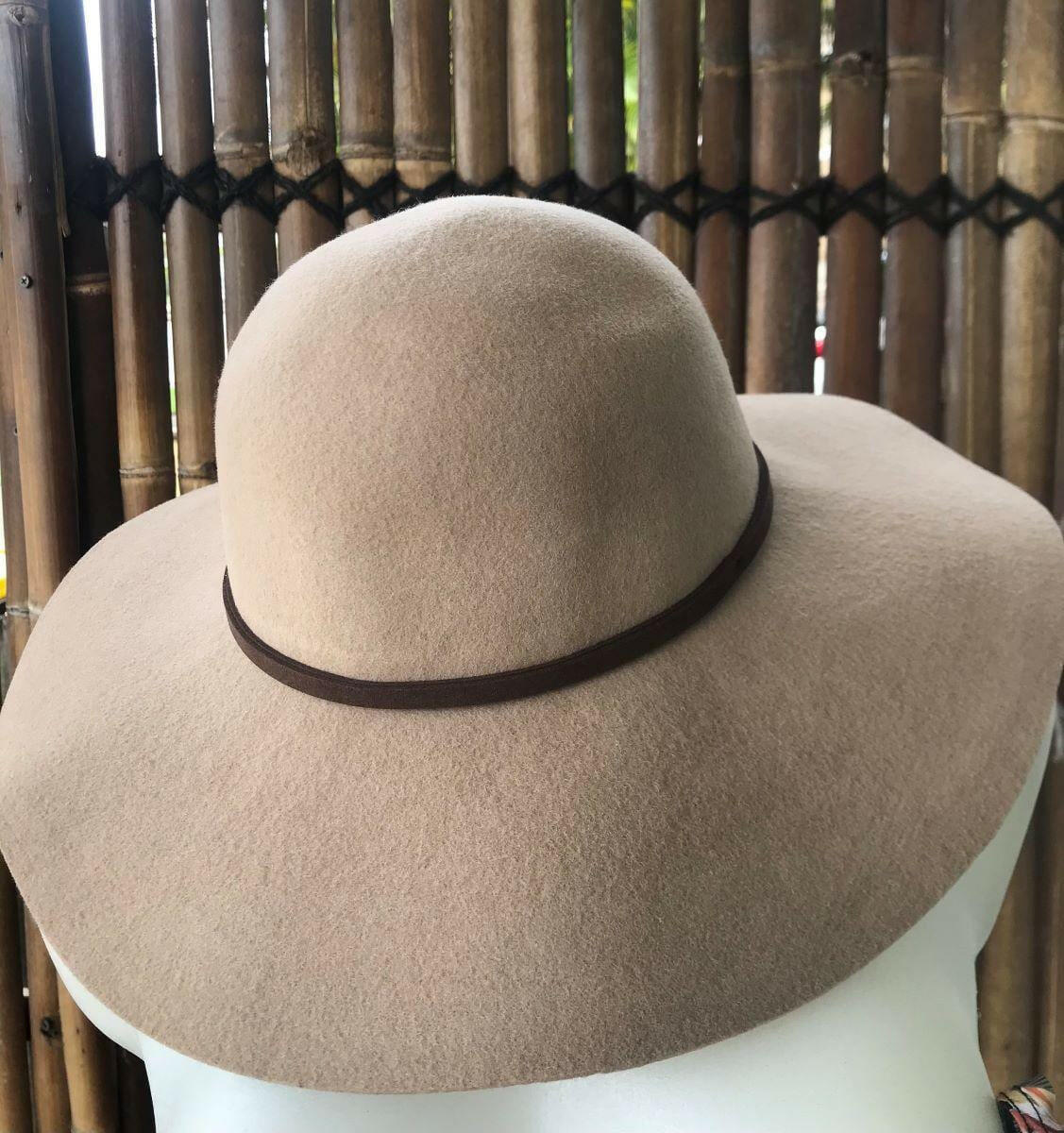 Sundaise SWH56 Renae Floppy Wool Felt Hat - Light Taupe.