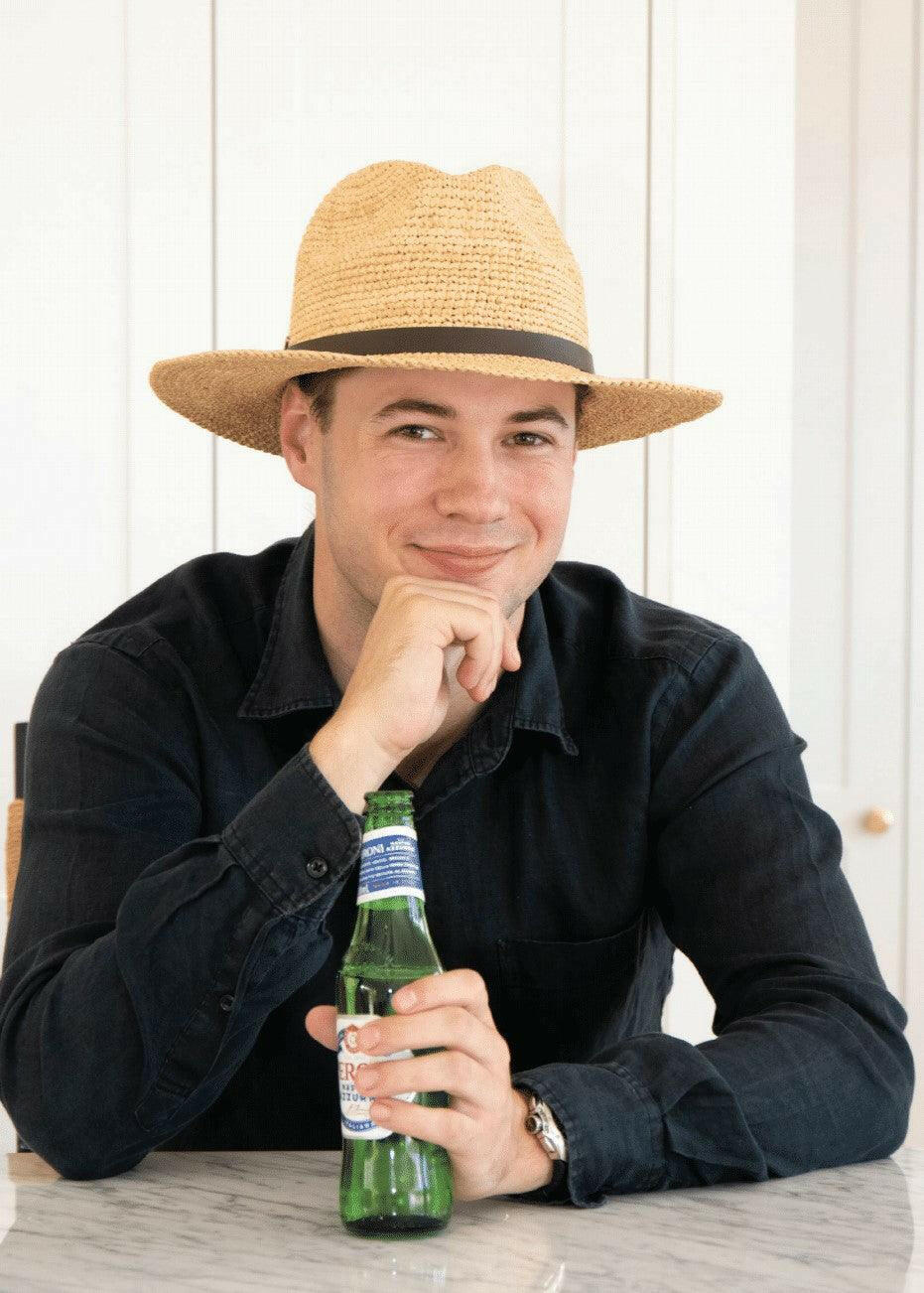 Sundaise SH479 Francis Panama Raffia Unisex Hat - Natural with Brown Belt.