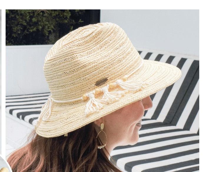 Sundaise SH245 Emily Panama Hat Tassle With Bead Natural Hats Sundaise 