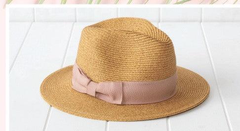 Sundaise SH370 Emma Panama Girl's Hat With Blush Ribbon Natural Hats Sundaise 