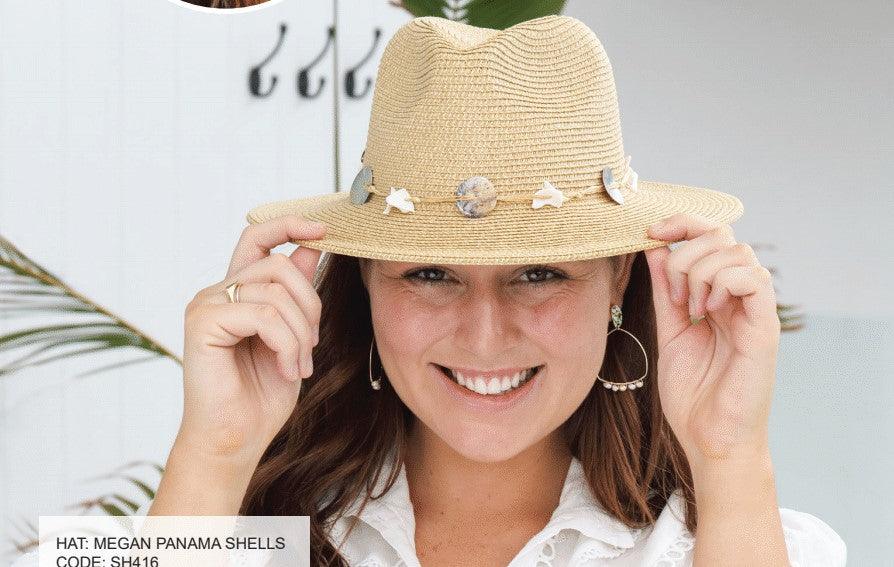 Sundaise SH416 Megan Panama Hat - Natural with Shells Hats Sundaise ozresort