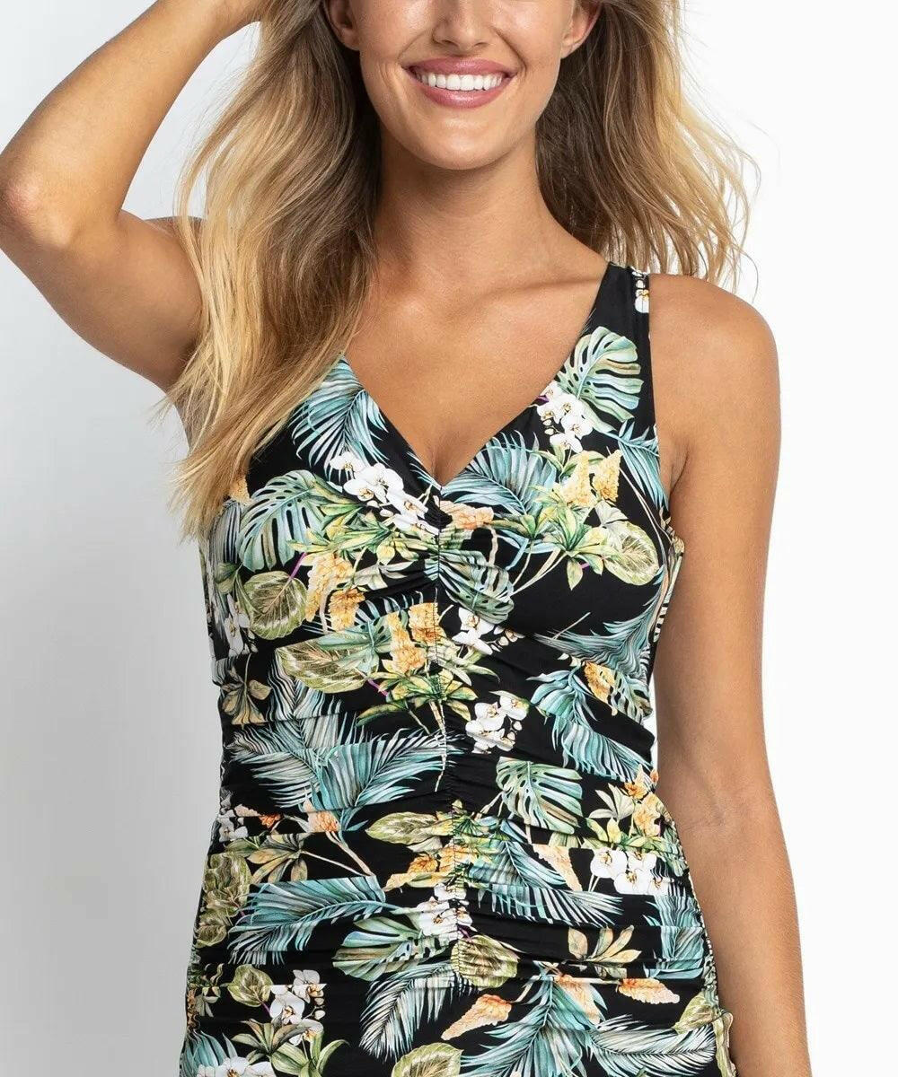 Sunseeker SS12187FG Milla F/G Ruched Singlet Tankini Black.