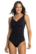 Sunseeker Basix FG Ruched One Piece Black Swimsuit.