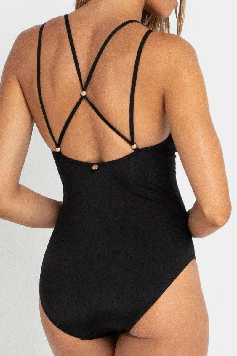 SS51296 Sunseeker Luxe Cross Back Maillot One Piece Black.