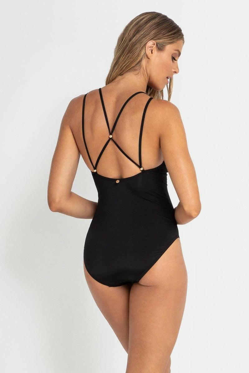 SS51296 Sunseeker Luxe Cross Back Maillot One Piece Black.