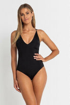 SS51296 Sunseeker Luxe Cross Back Maillot One Piece Black.