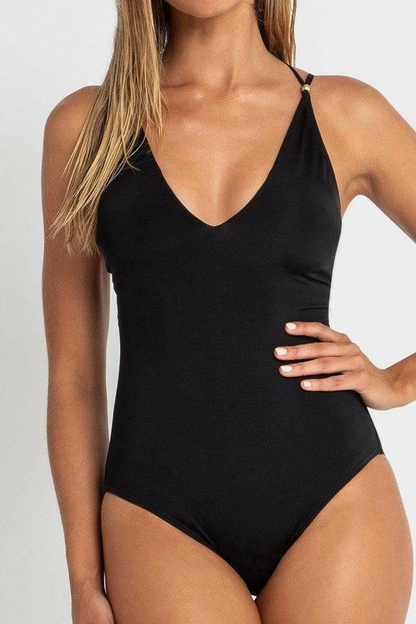 SS51296 Sunseeker Luxe Cross Back Maillot One Piece Black.